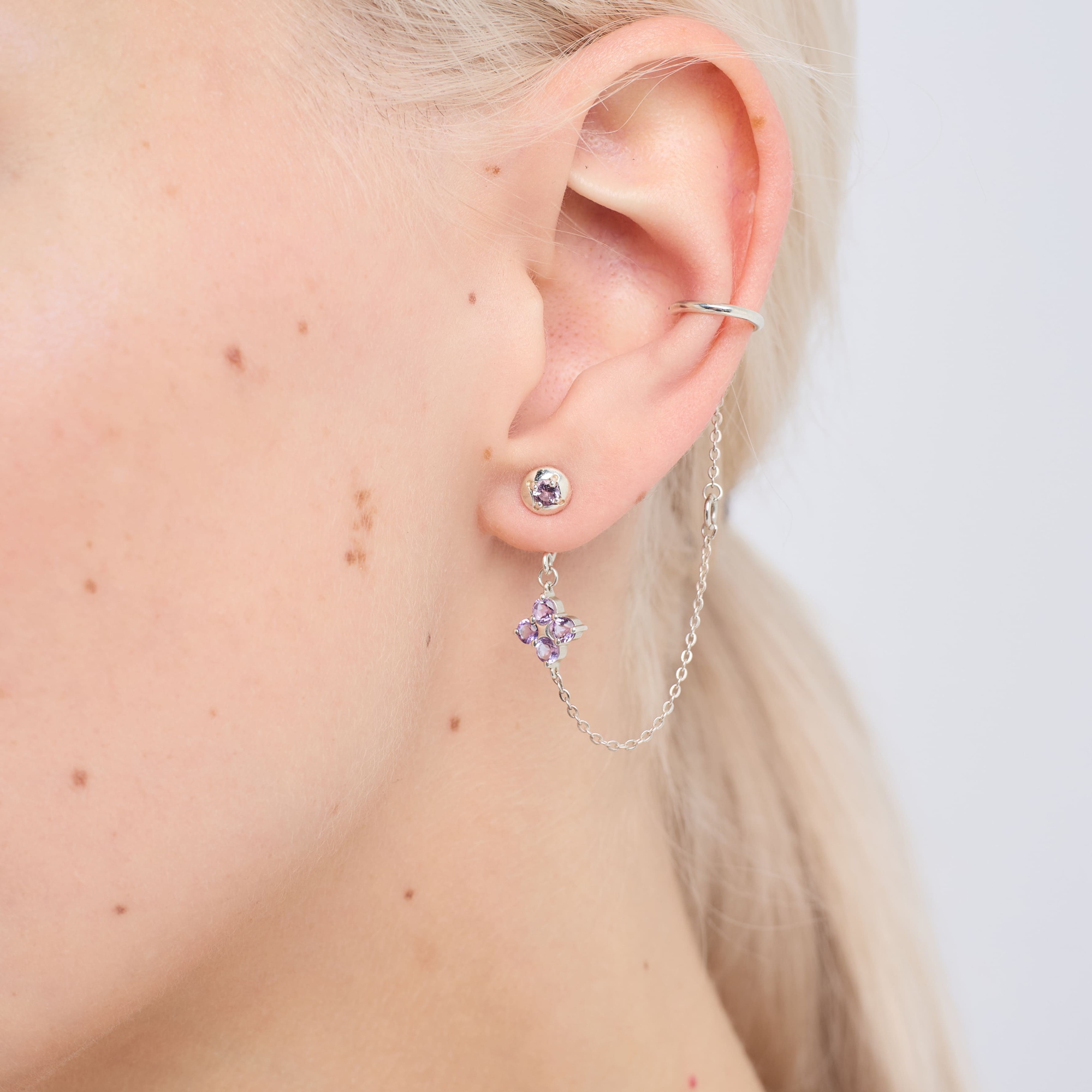 Серьги-трансформеры Principessa с аметистами