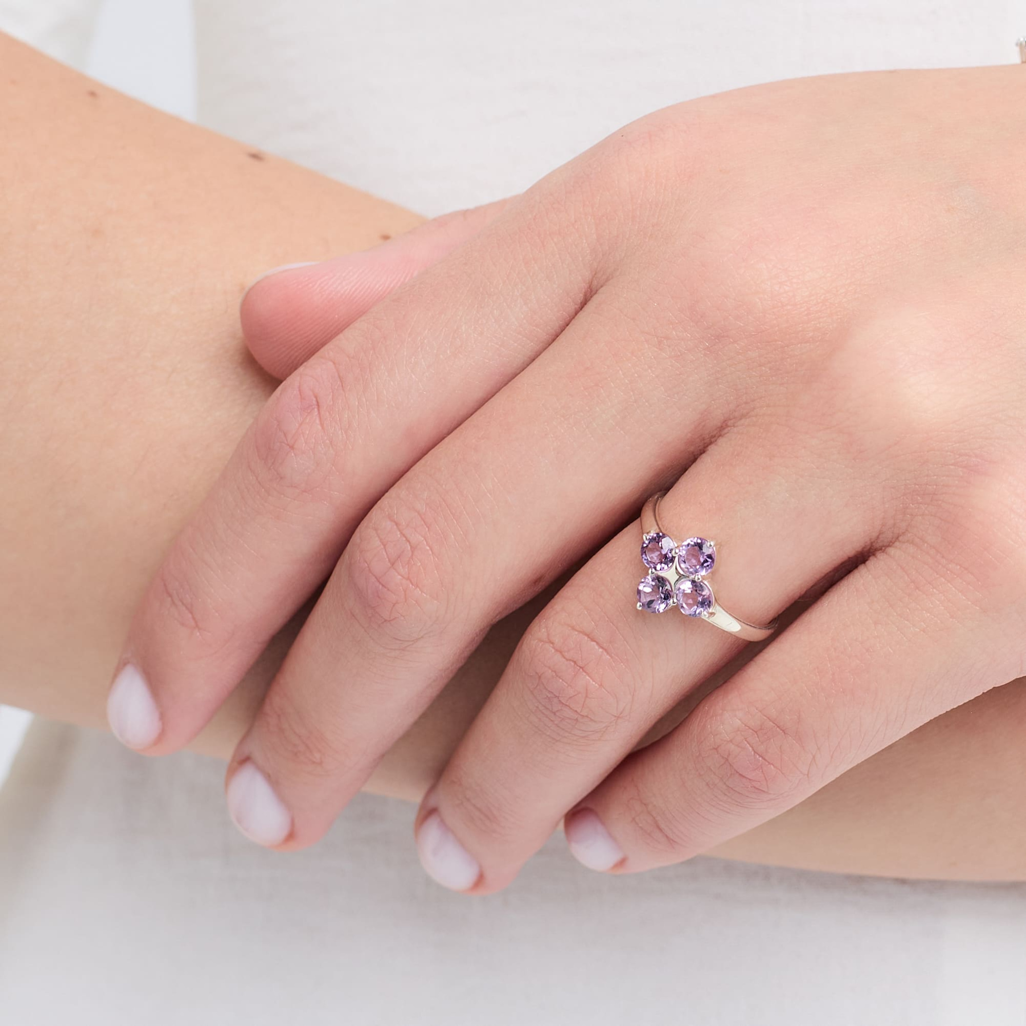 INFANTA Кольцо Principessa Quadrifoglio с аметистами в серебре