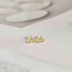 INFANTA Серьги пусеты Principessa Trifoglio с цитринами в серебре