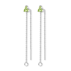 INFANTA Серьги протяжки Principessa Trifoglio piccolo с хризолитами в серебре