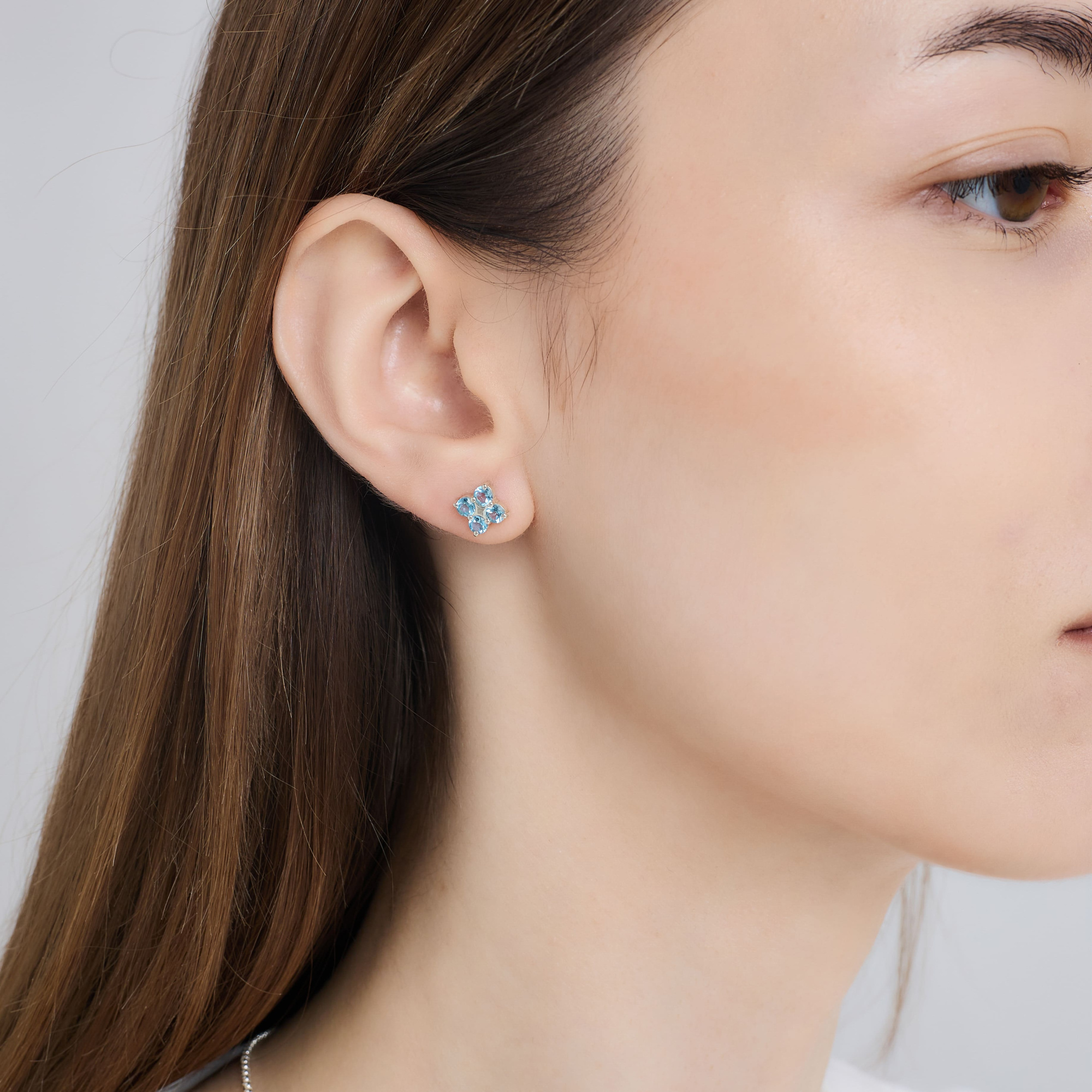 INFANTA Пусеты Principessa piccolo Quadrifoglio с топазами в серебре