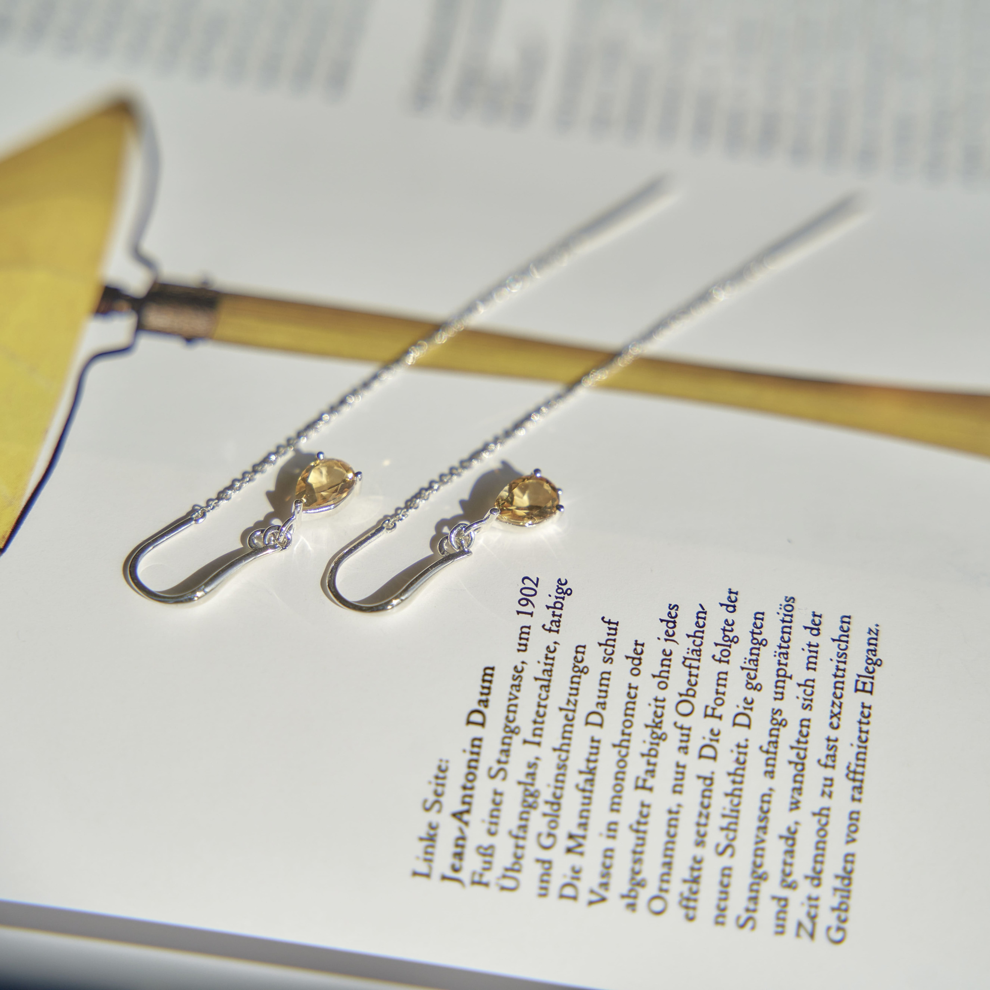 INFANTA Серьги протяжки Goccia с цитрином в серебре