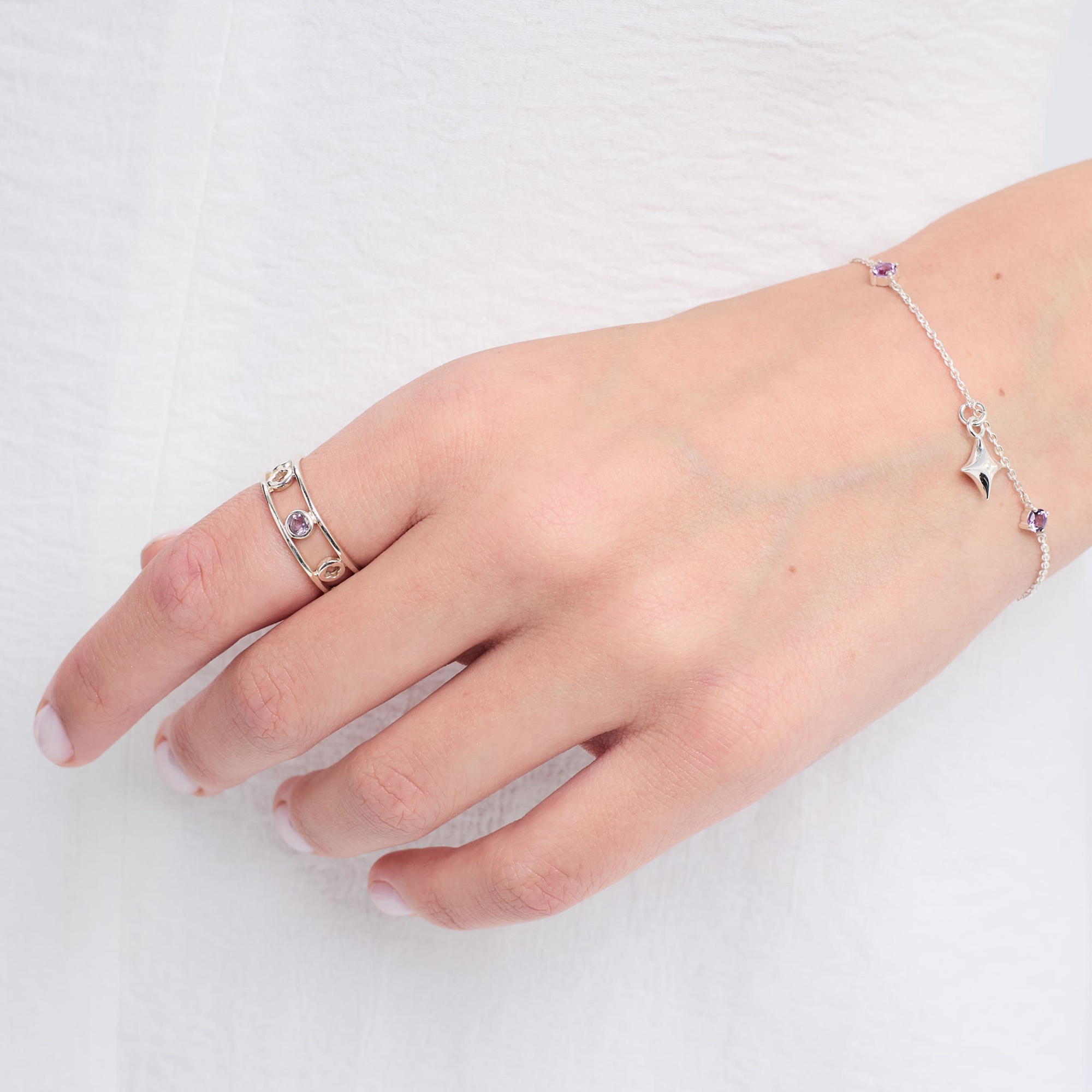 INFANTA Кольцо двойное Principessa Tamburello с аметистом