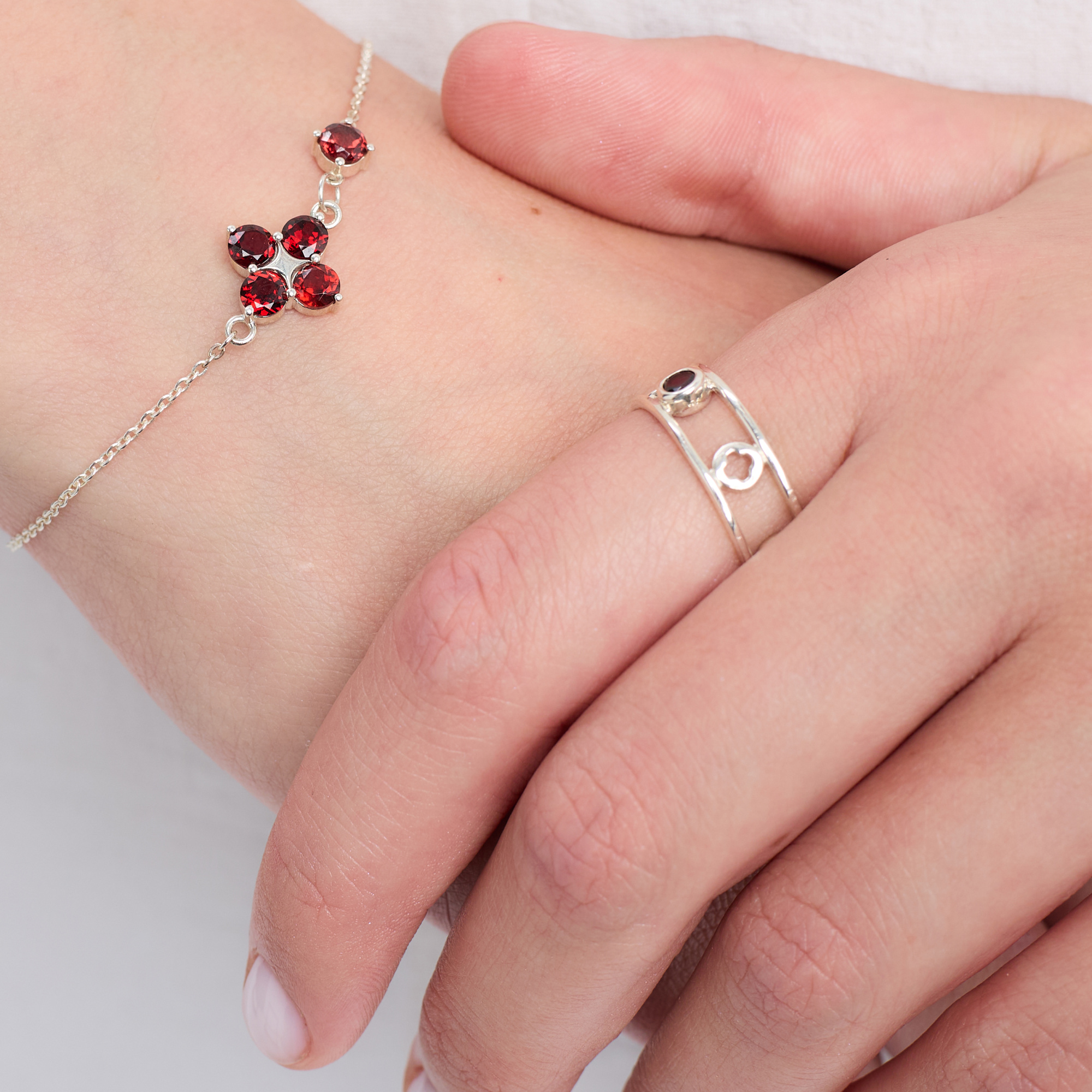 INFANTA Кольцо двойное Principessa Tamburello с гранатом