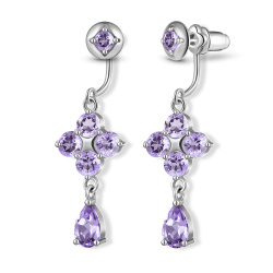 Серьги-трансформеры Principessa Дарья с аметистами