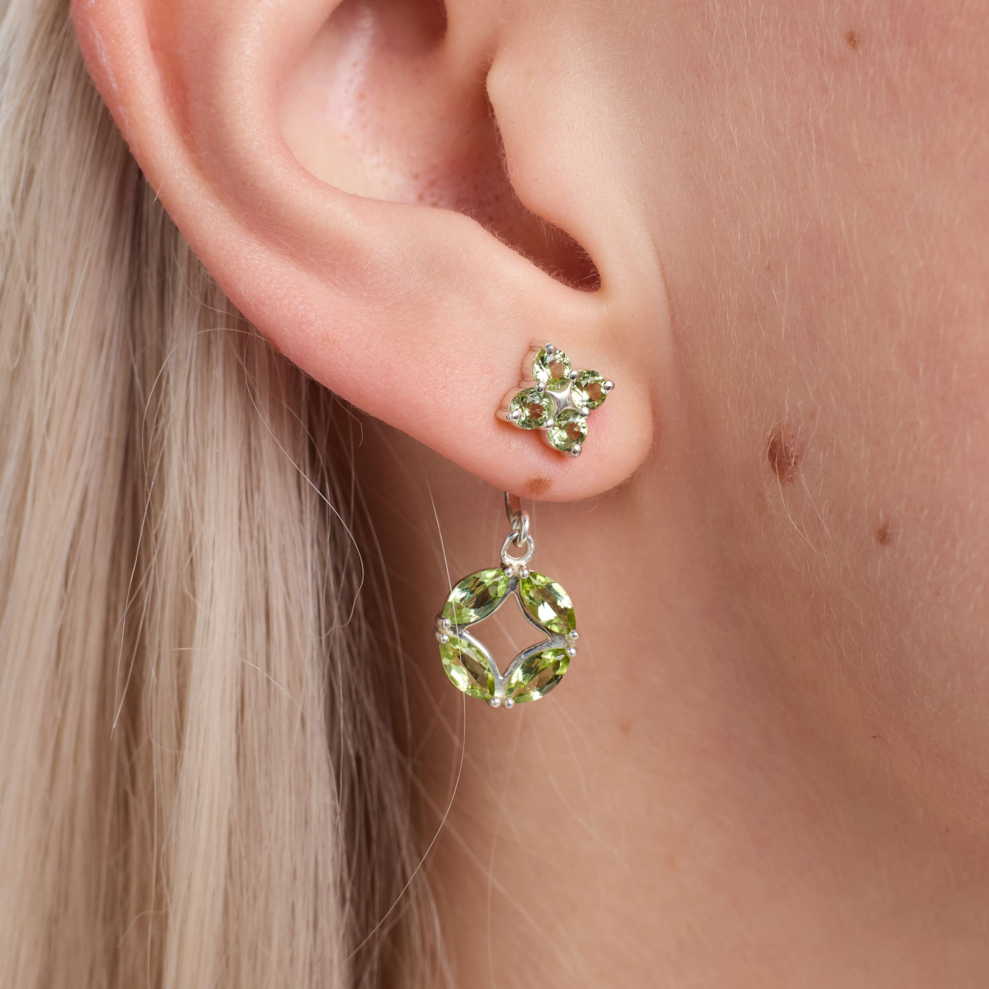 INFANTA Джекет для пусет малый Principessa для серег с хризолитами маркиз в серебре