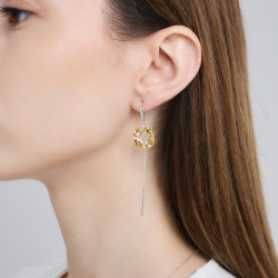 INFANTA Серьги протяжки Principessa Marchese с цитринами в серебре