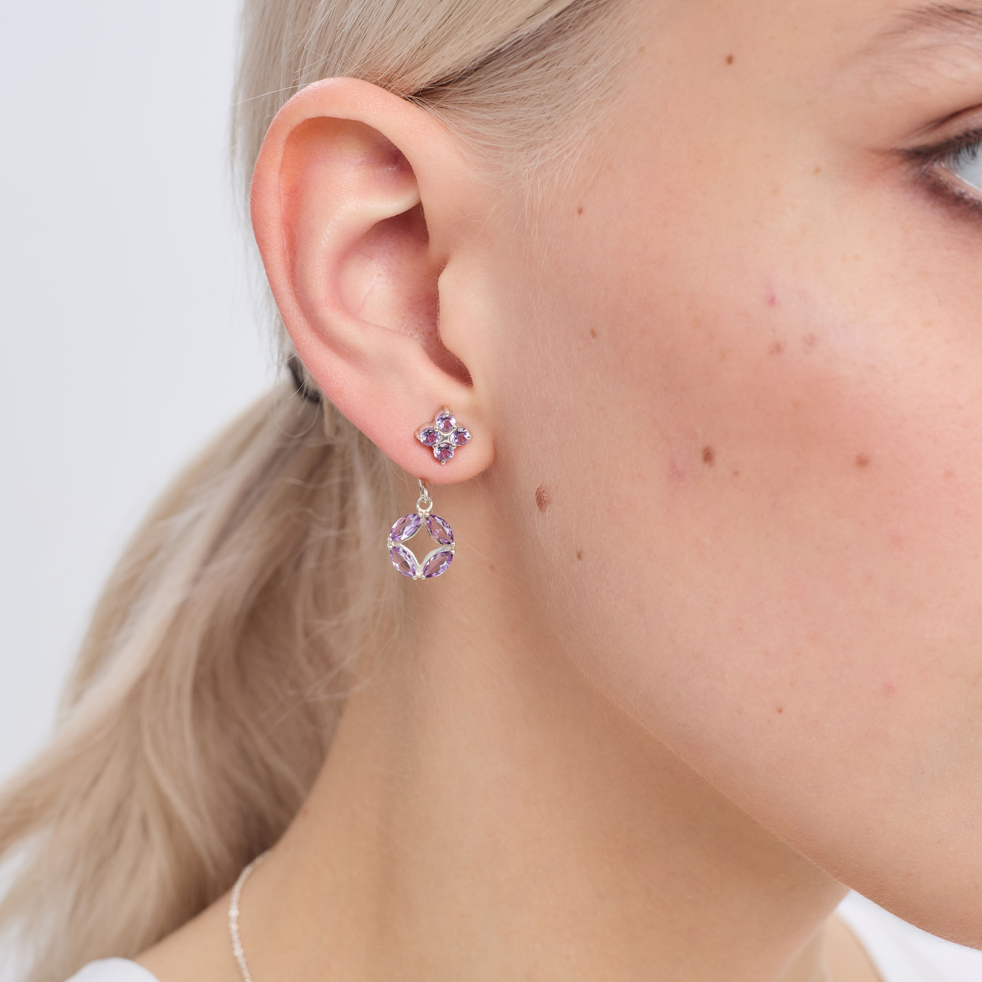 INFANTA Джекет для пусет малый Principessa для серег с аметистами маркиз в серебре