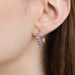 INFANTA Серьги-полукольца Traccia дорожка с аметистами