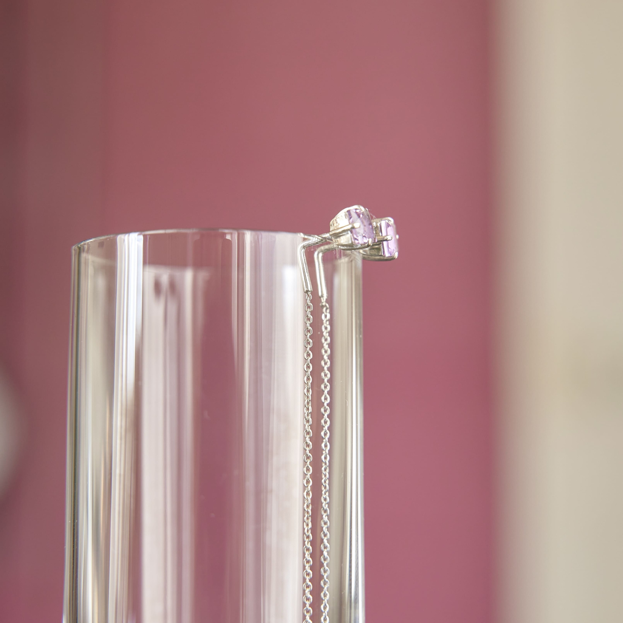 INFANTA Серьги-протяжки Punto e Catena с аметистами в серебре