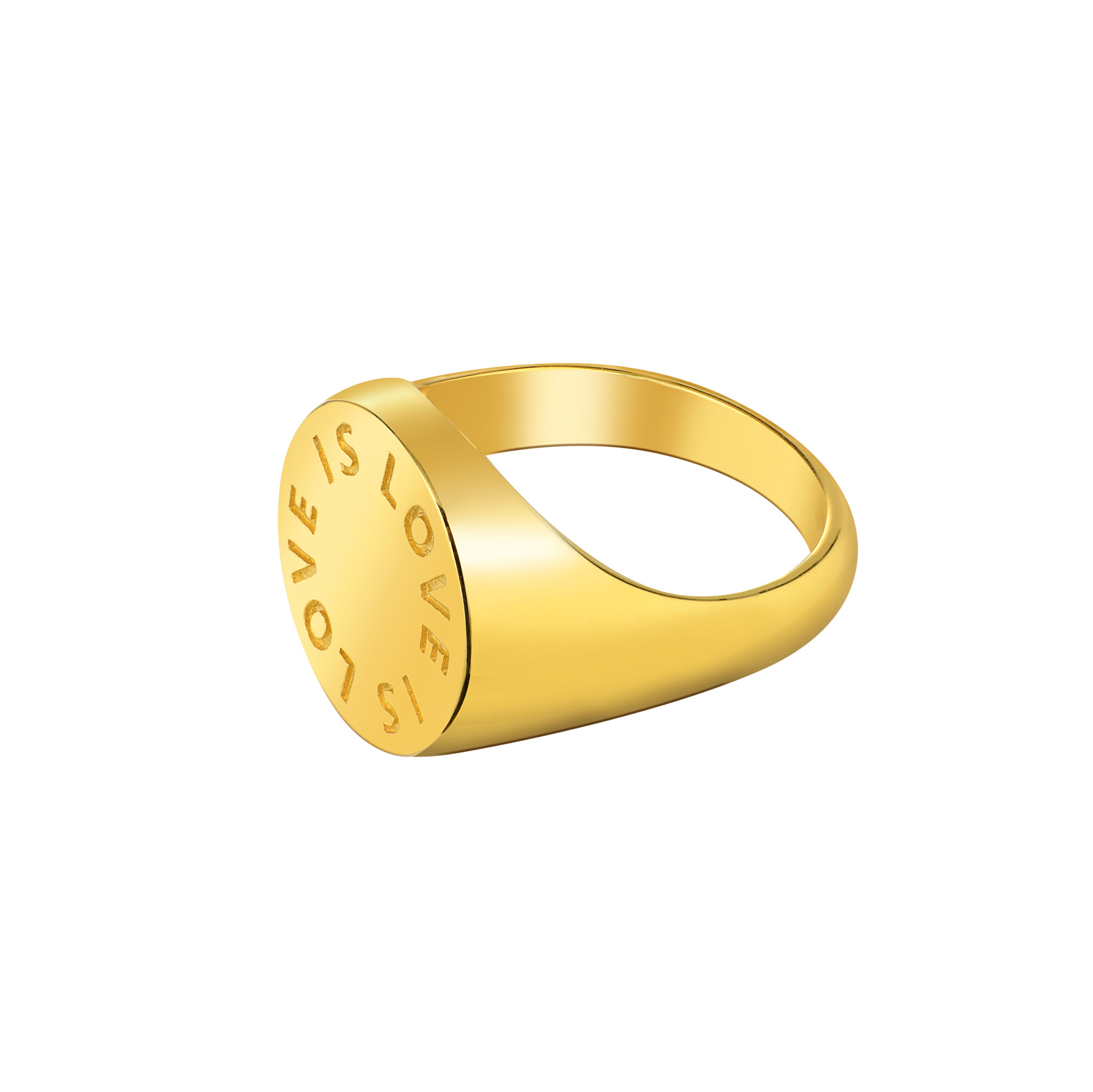 MS. MARBLE Кольцо-печатка Love is Love позолота