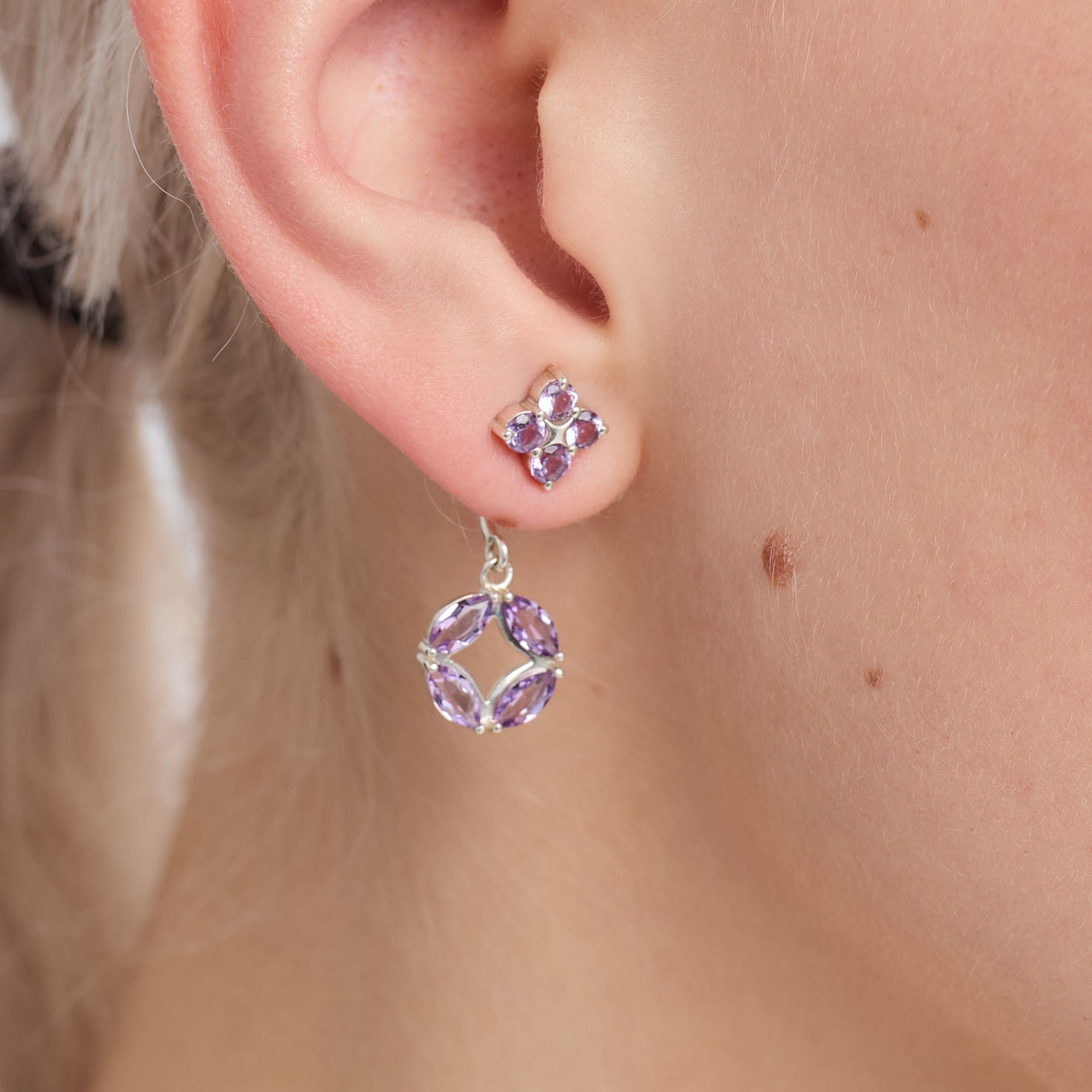 INFANTA Джекет для пусет малый Principessa для серег с аметистами маркиз в серебре