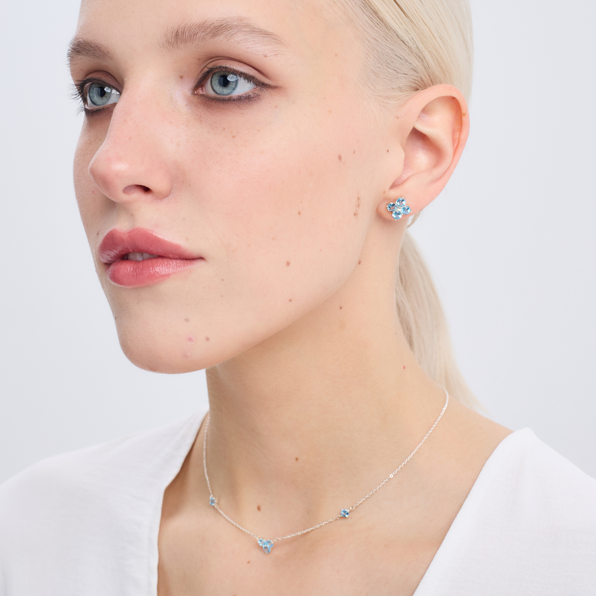 INFANTA Пусеты Principessa Quadrifoglio с топазами в серебре