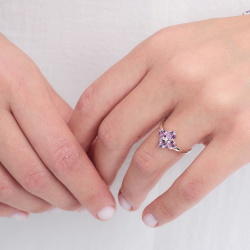 INFANTA Кольцо Principessa Quadrifoglio с аметистами в серебре