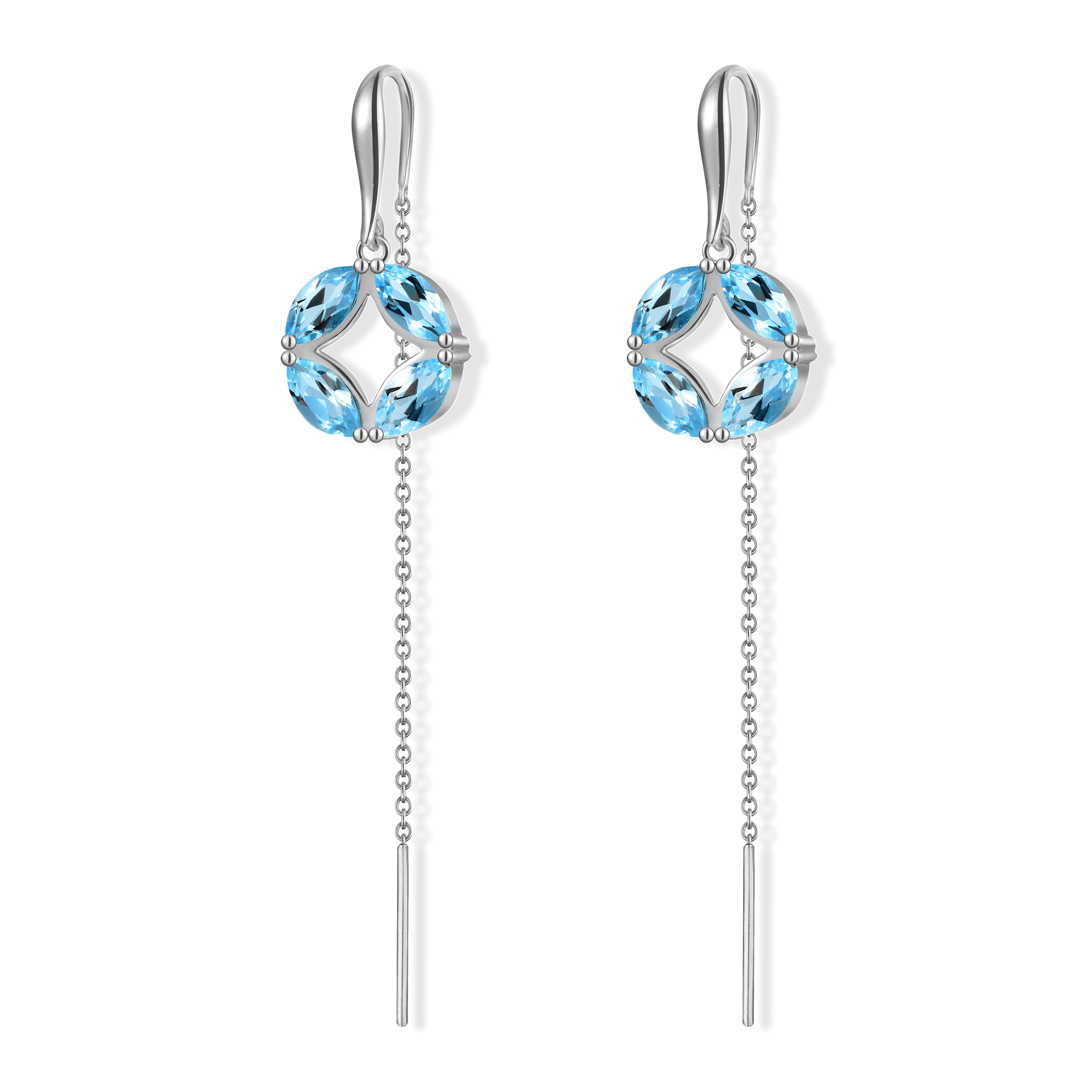 INFANTA Серьги протяжки Principessa Marchese с топазами в серебре