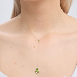 INFANTA Подвеска галстук Principessa Pera с хризолитами круг и груша в серебре