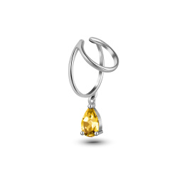 INFANTA Кафф с камнем Anello Goccia с цитрином в серебре
