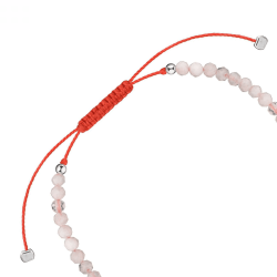 MS. MARBLE Браслет с лунным камнем на красной нитке серебро