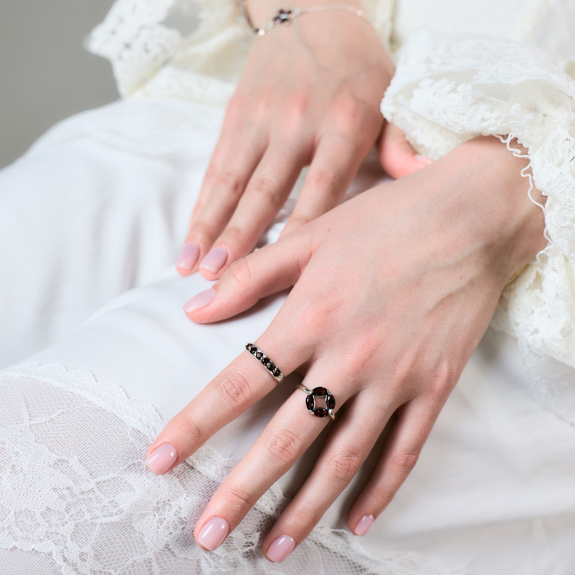 INFANTA Кольцо Principessa Marchesa с гранатами в серебре