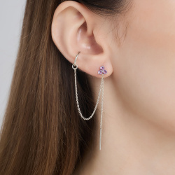 INFANTA Серьги протяжки Principessa Trifoglio piccolo с аметистами в серебре