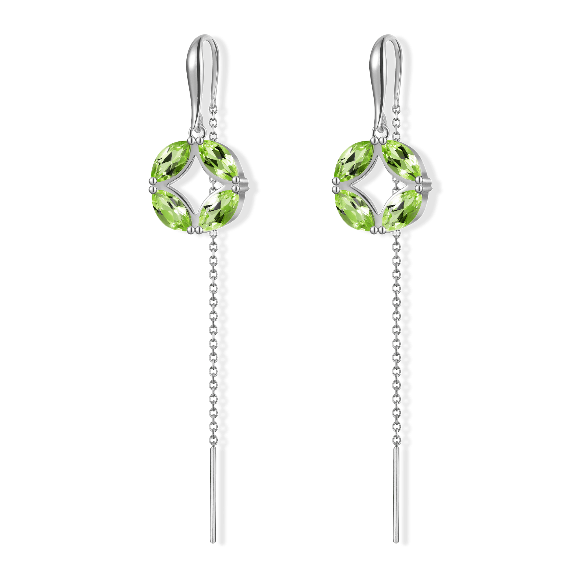 INFANTA Серьги протяжки Principessa Marchese с хризолитами в серебре