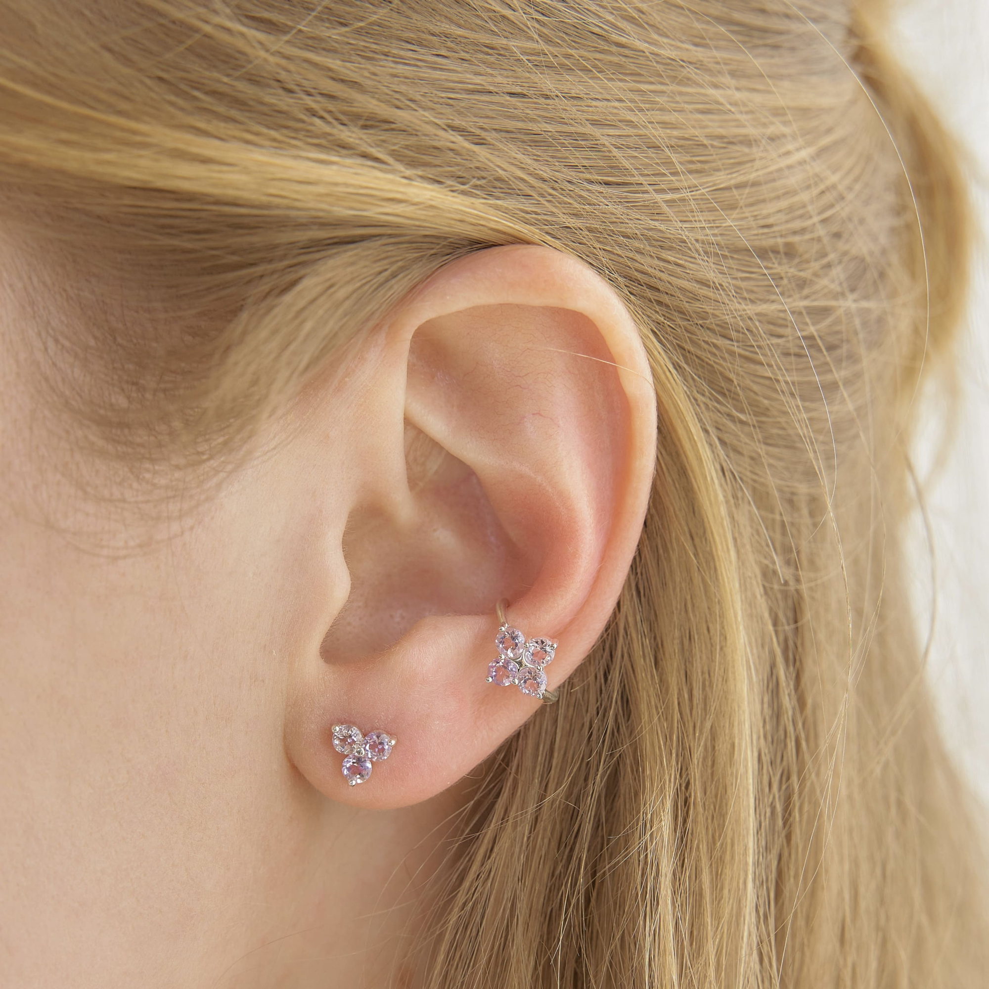 INFANTA Кафф с камнями Quadrifoglio аметист в серебре