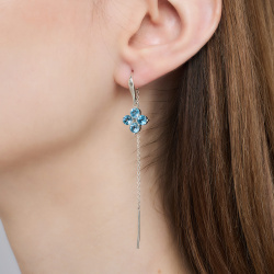 INFANTA Серьги протяжки Principessa Quadrifoglio с топазами в серебре