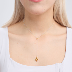 INFANTA Подвеска галстук Principessa Pera с цитринами круг и груша в серебре