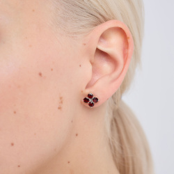 INFANTA Пусеты Principessa Quadrifoglio с гранатами в серебре