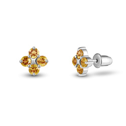 INFANTA Пусеты Principessa piccolo Quadrifoglio с цитринами в серебре