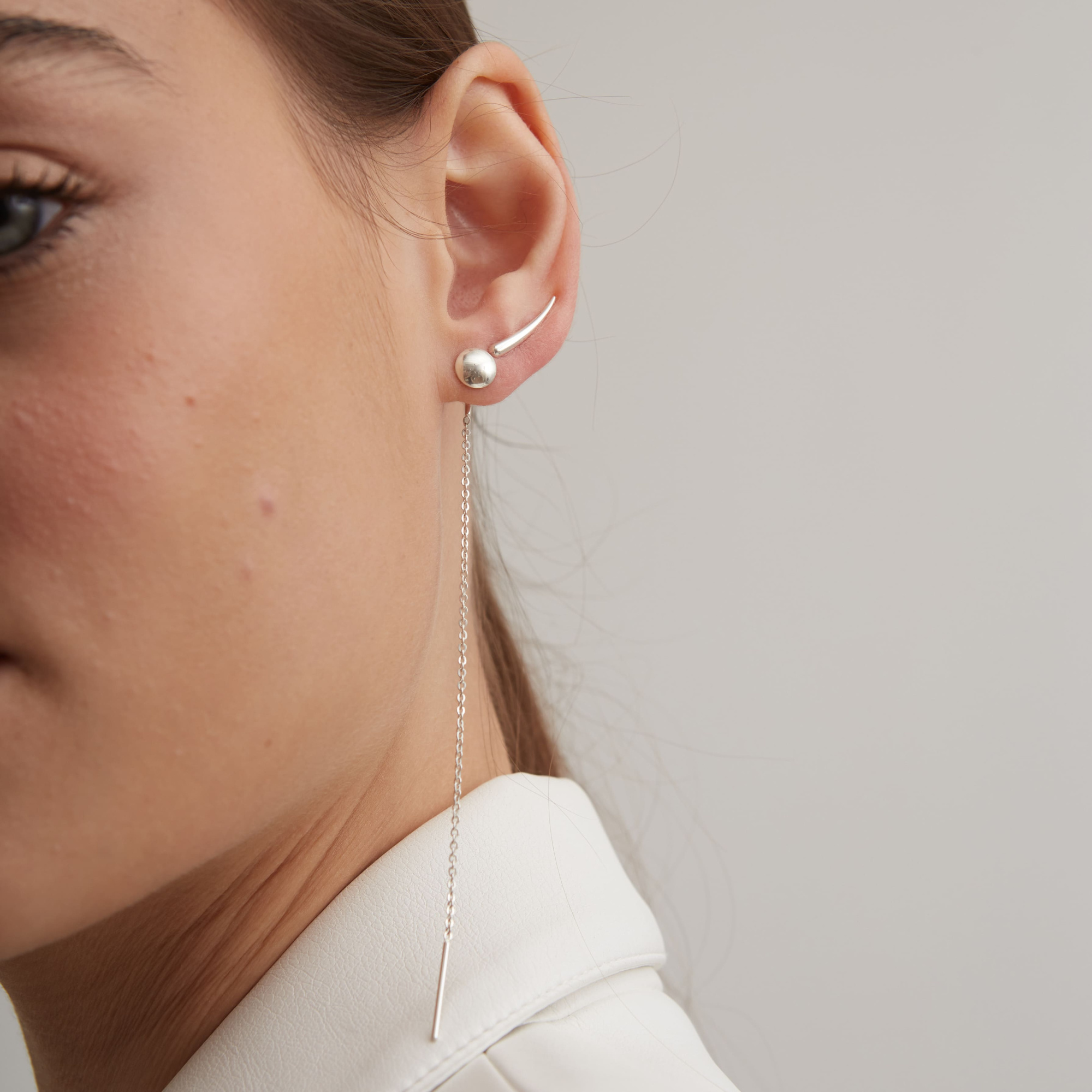 INFANTA Клаймбер Virgola Запятая на левое ухо серебро