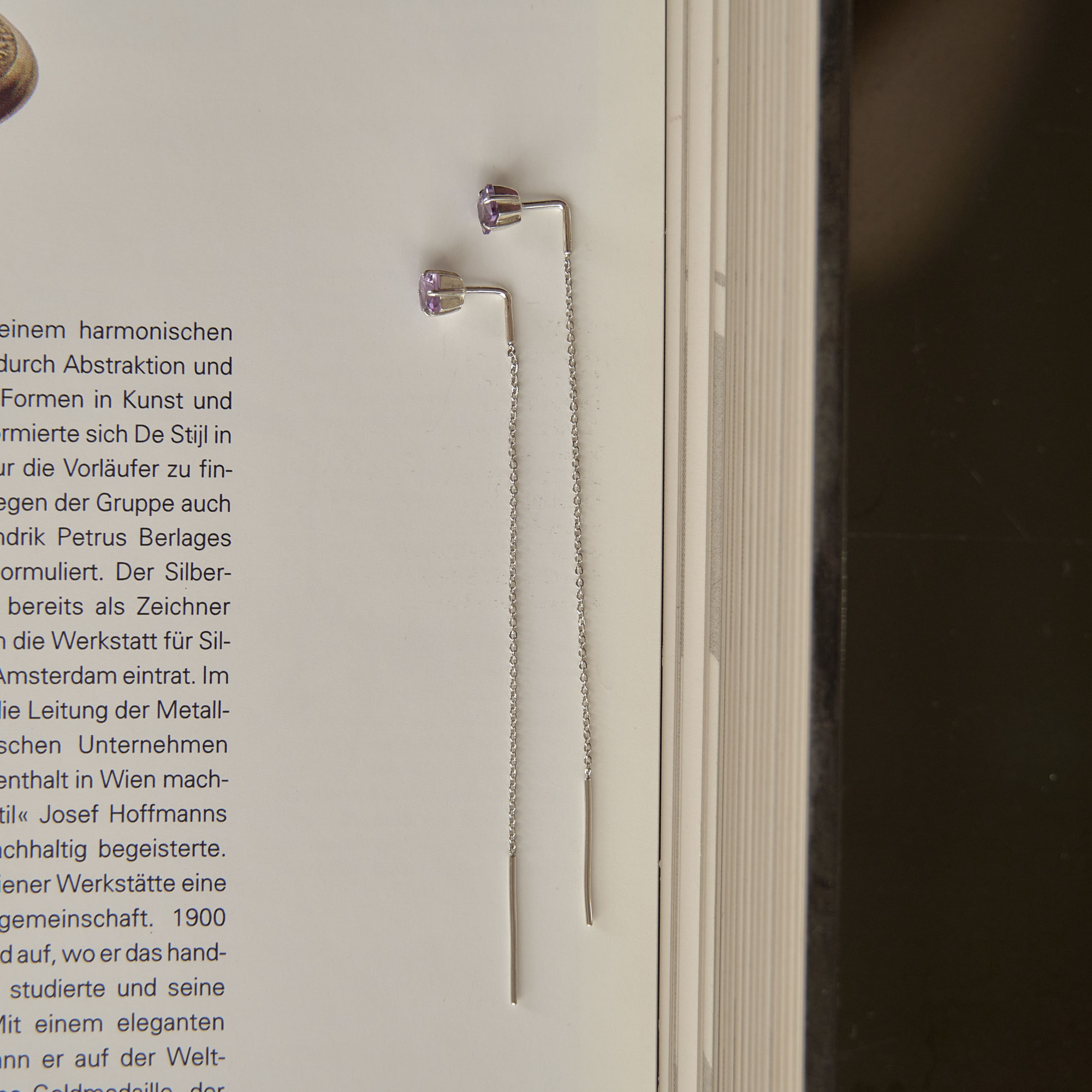 INFANTA Серьги-протяжки Punto e Catena с аметистами в серебре