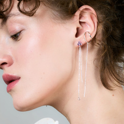 INFANTA Кафф двойной Catena с цепочкой серебро