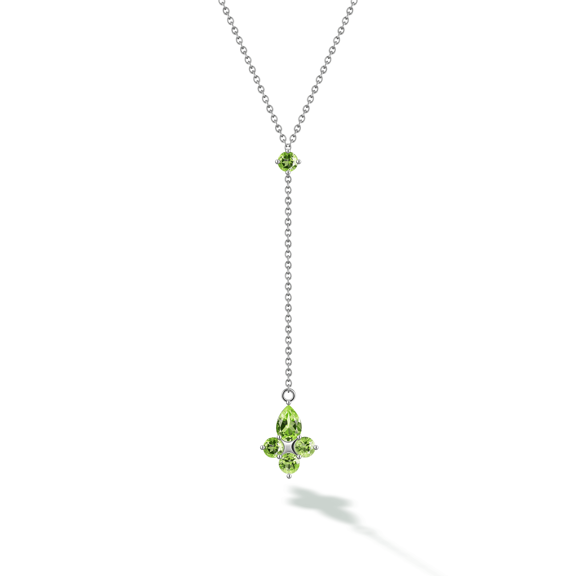 INFANTA Подвеска галстук Principessa Pera с хризолитами круг и груша в серебре