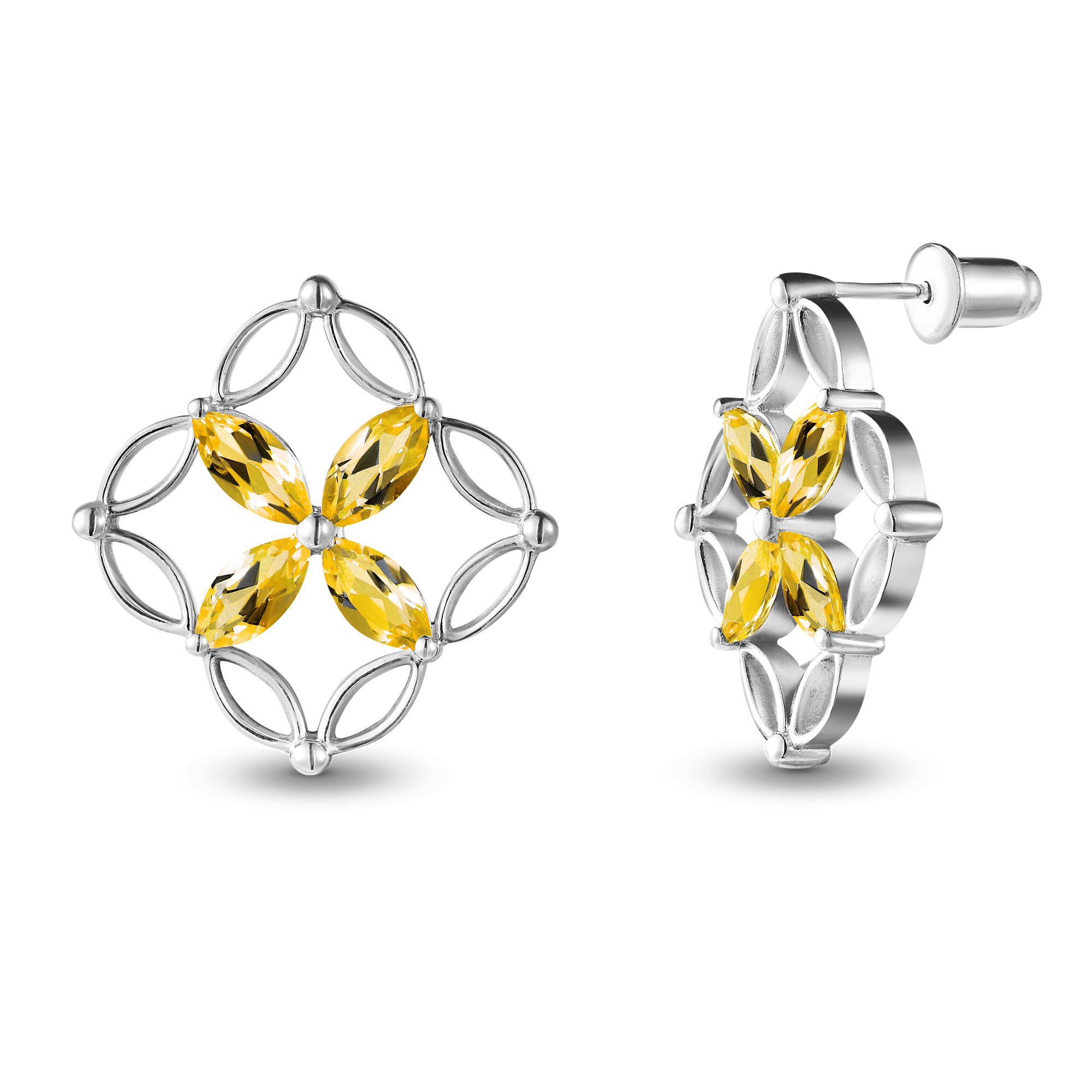 INFANTA Серьги Principessa Marchese с цитринами в серебре
