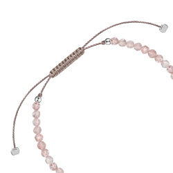 MS. MARBLE Браслет с розовым кварцем на нитке серебро