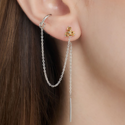 INFANTA Серьги протяжки Principessa Trifoglio piccolo с цитринами в серебре