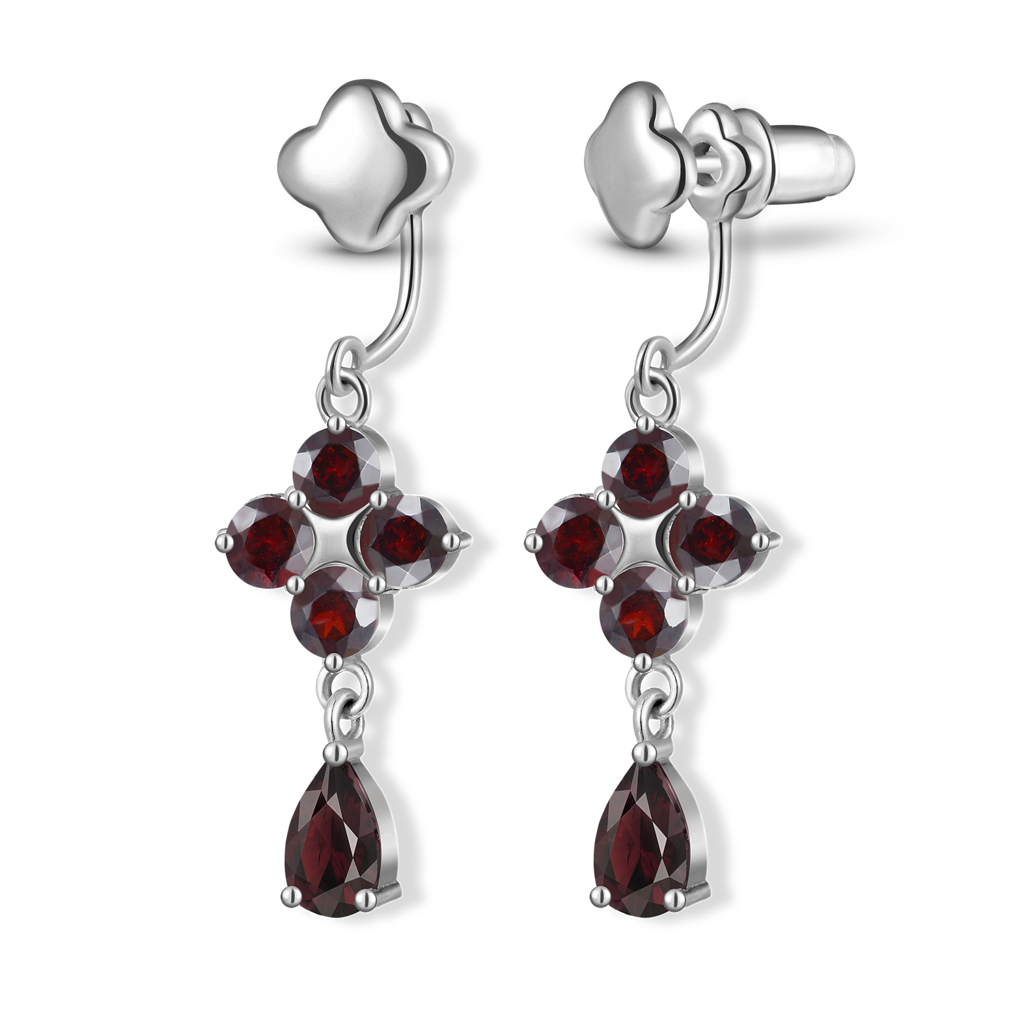 Серьги-трансформеры Principessa Екатерина с гранатами