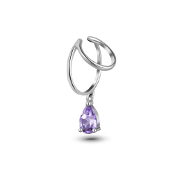 INFANTA Кафф с камнем Anello Goccia с аметистом в серебре