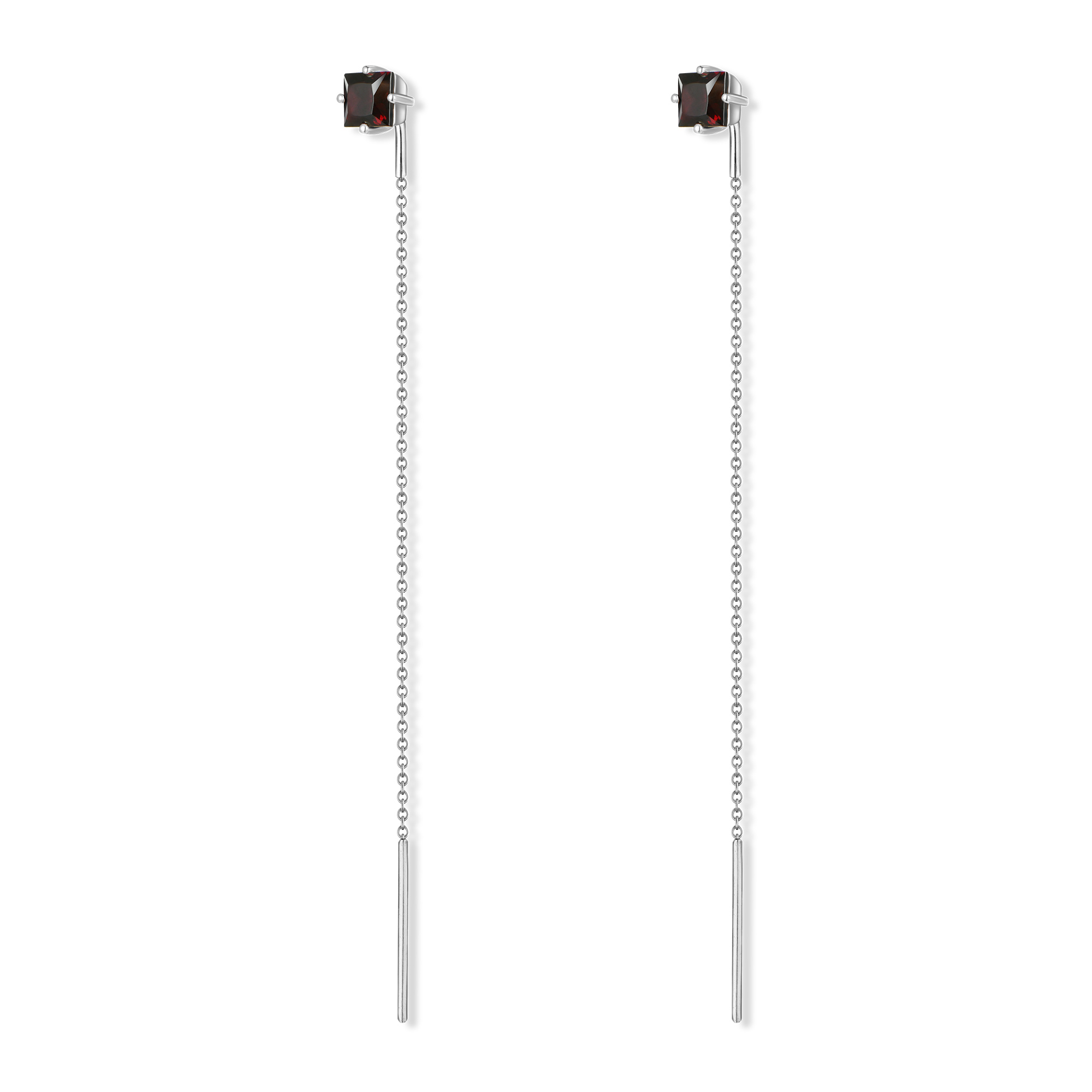 INFANTA Серьги-протяжки Punto e Catena с гранатами в серебре