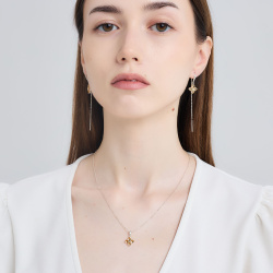 INFANTA Серьги протяжки Principessa Quadrifoglio с цитринами в серебре