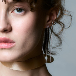 INFANTA Кафф двойной Catena с цепочкой серебро