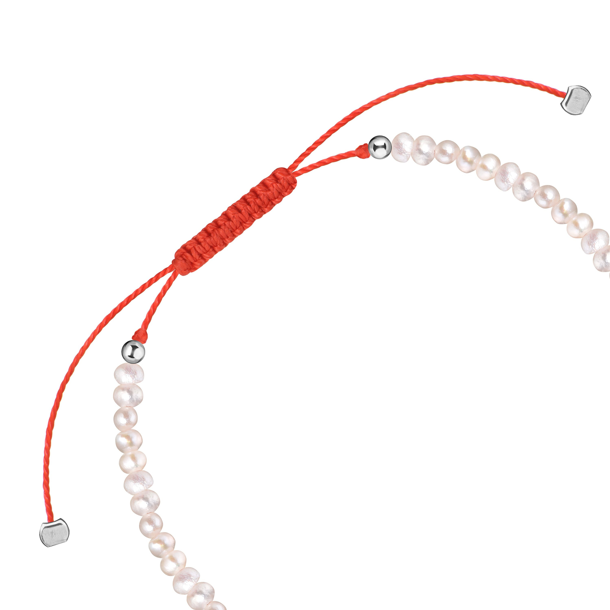 MS. MARBLE Браслет с жемчугом на красной нитке серебро