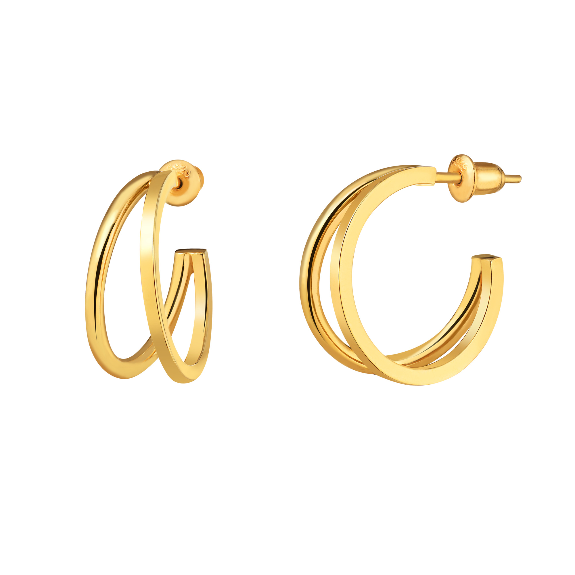 MS. MARBLE Серьги с двойным сечением Karma new age позолота