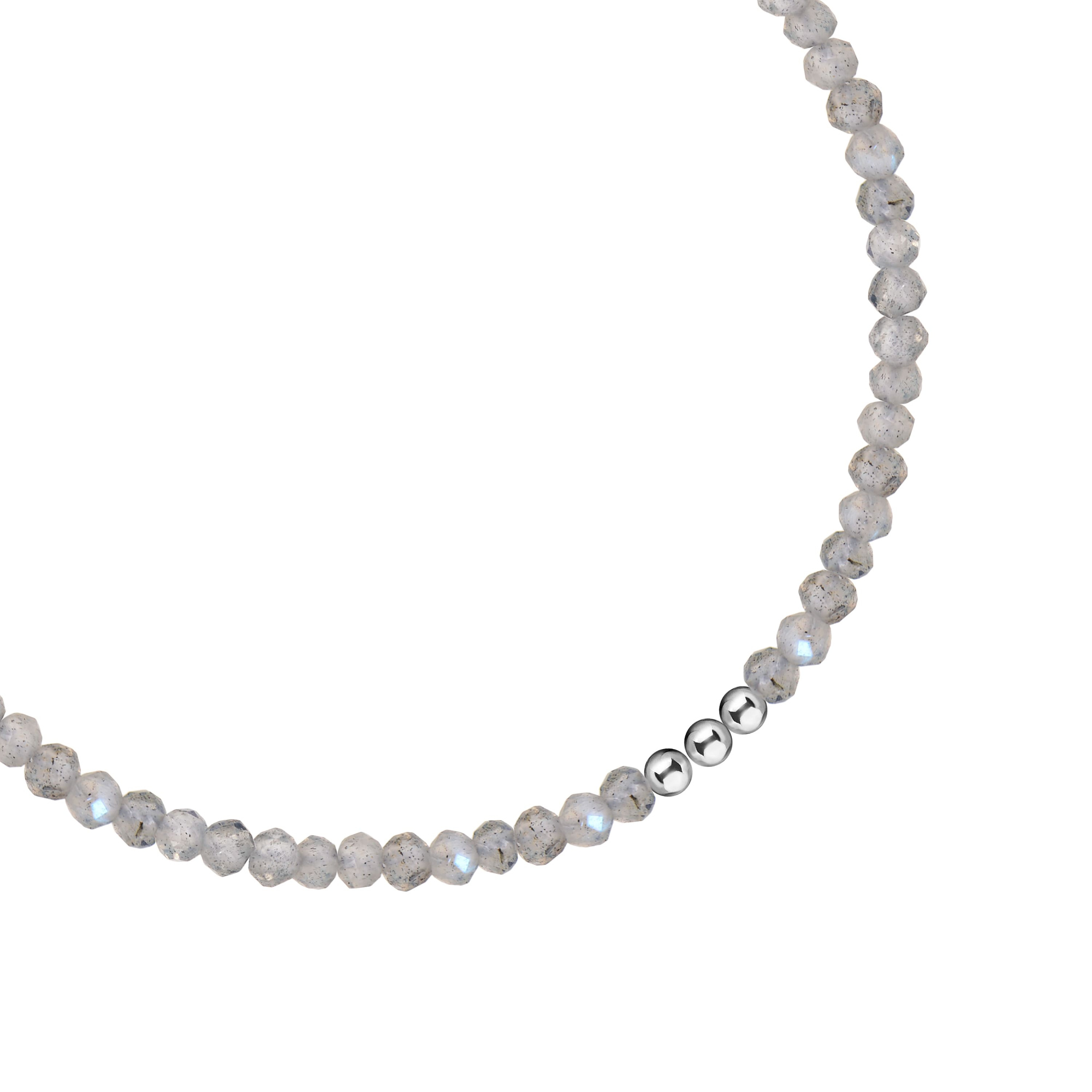 MS. MARBLE Браслет с лабрадоритом на нитке серебро