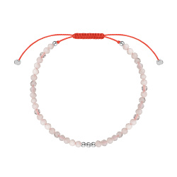 MS. MARBLE Браслет с лунным камнем на красной нитке серебро