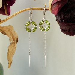 INFANTA Серьги протяжки Principessa Marchese с хризолитами в серебре