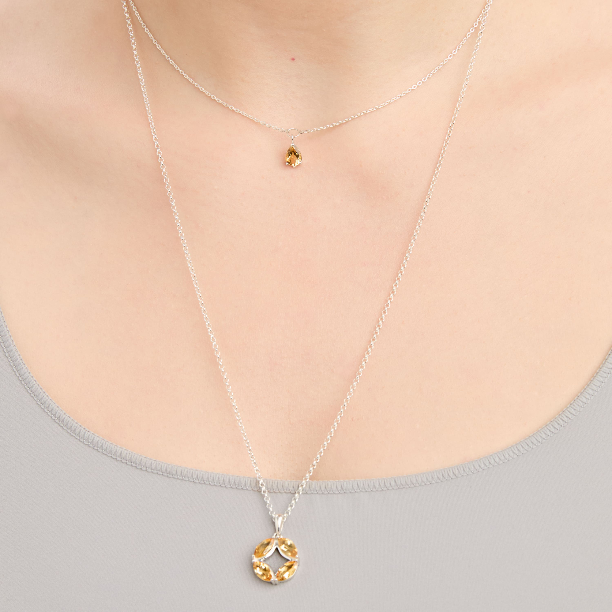 INFANTA Чокер Principessa Goccia с цитрином в серебре
