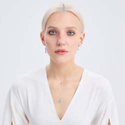 INFANTA Подвеска галстук Principessa Pera с топазами круг и груша в серебре