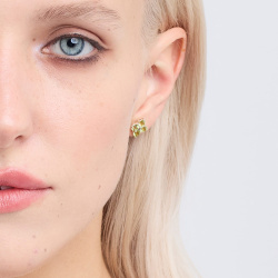 INFANTA Пусеты Principessa Quadrifoglio с хризолитами в серебре